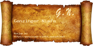 Genzinger Nimfa névjegykártya